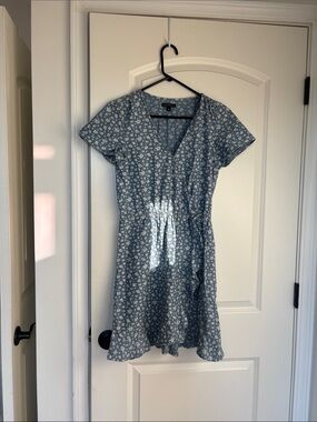 Blue Floral Wrap Dress - Women
